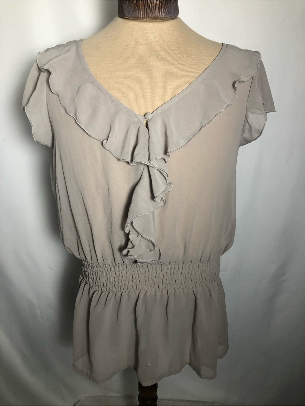 Women’s Sheer Tan Blouse. Size Large.